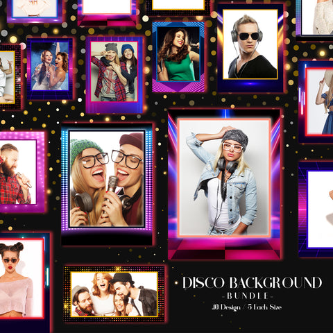 Disco Background Bundle (10 Designs) - 360 Photo Booth Template Overlays