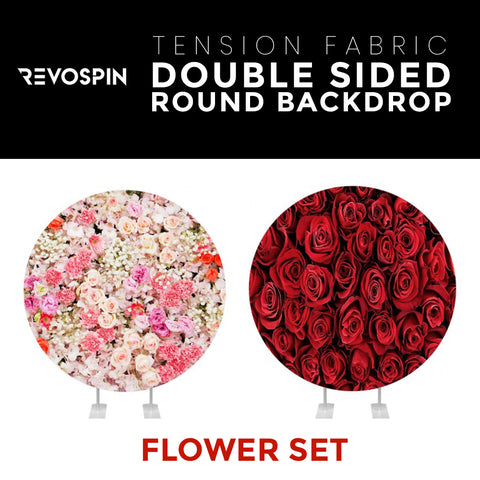 Flower Set-25 Double Sided Round Tension Fabric Photo Booth Backdrop