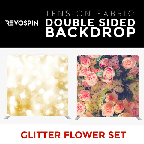 Glitter Flower Set2 Double Sided Tension Fabric Photo Booth Backdrop