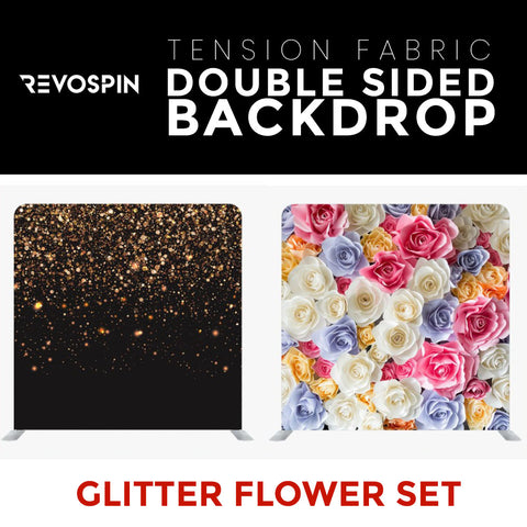 Glitter Flower Set Double Sided Tension Fabric Photo Booth Backdrop