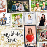 Happy Weddings Bundle (10 Designs) - 360 Photo Booth Template Overlays