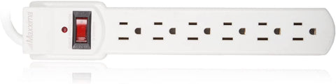 6 Outlet Power Strip Surge Protector 300 Joules, 2FT Cord, Switch