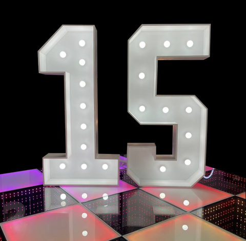 4ft Large Wooden Frame "15" Marquee Letter Signs with Light Bulbs