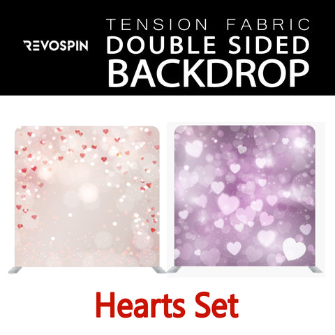 Hearts Set Double Sided Tension Fabric Photo Booth Backdrop