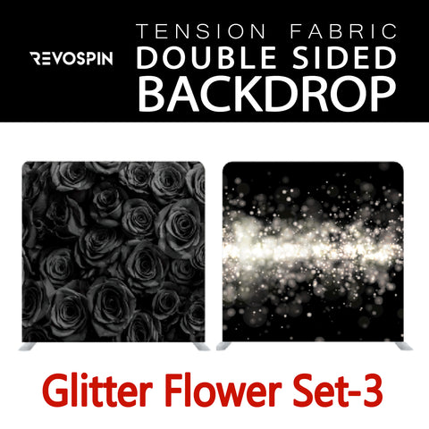 Glitter Flower Set-3 Double Sided Tension Fabric Photo Booth Backdrop