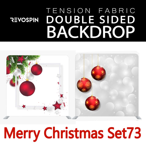 Merry Christmas Set73 Double  Sided Tension Fabric Photo Booth Backdrop