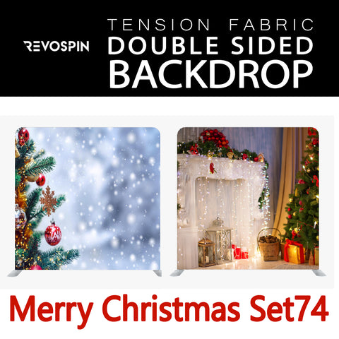 Merry Christmas Set74 Double  Sided Tension Fabric Photo Booth Backdrop