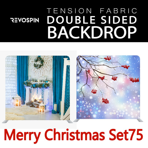 Merry Christmas Set75 Double Sided Tension Fabric Photo Booth Backdrop