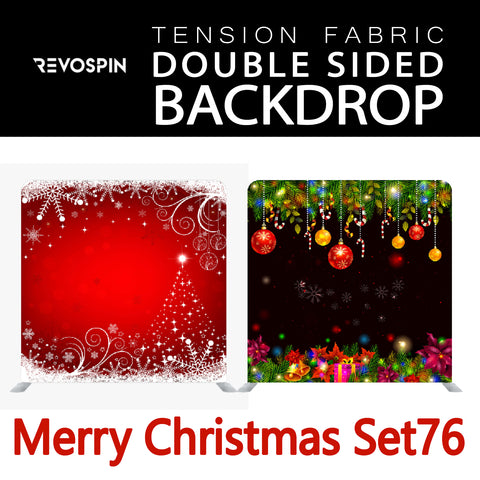 Merry Christmas Set76 Double  Sided Tension Fabric Photo Booth Backdrop