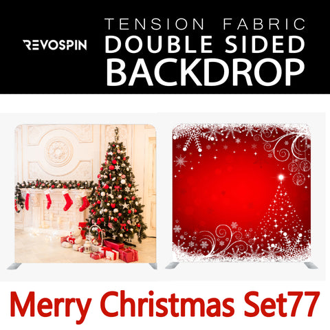 Merry Christmas Set77 Double  Sided Tension Fabric Photo Booth Backdrop