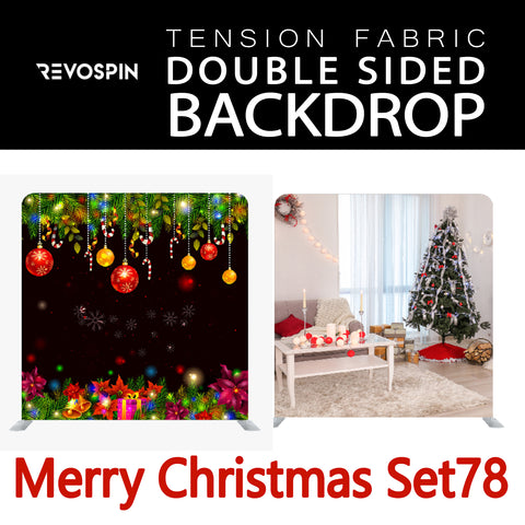 Merry Christmas Set78 Double  Sided Tension Fabric Photo Booth Backdrop