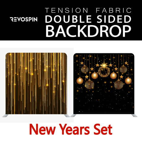 New Years Set Double  Sided Tension Fabric Photo Booth Backdrop