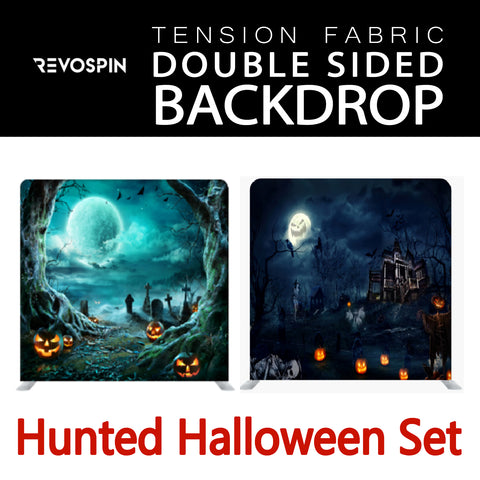 Hunted Halloween Set Double Sided Tension Fabric Photo Booth Backdrop