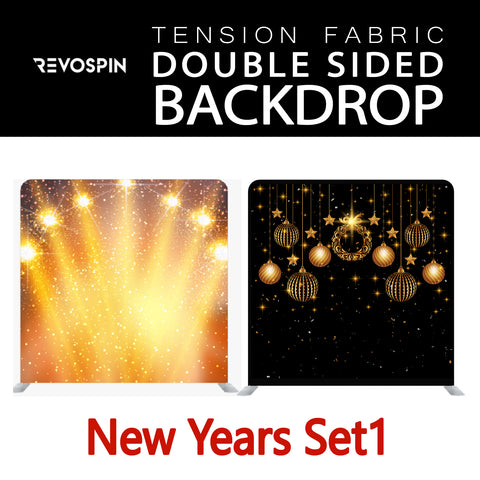New Years Set1 Double  Sided Tension Fabric Photo Booth Backdrop