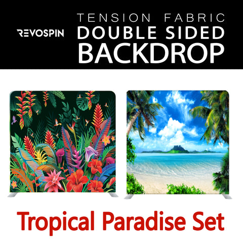 Tropical Paradise Set Double Sided Tension Fabric Photo Booth Backdrop