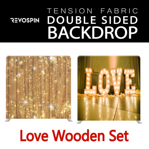 Love Wooden Set  Double Sided Tension Fabric Photo Booth Backdrop