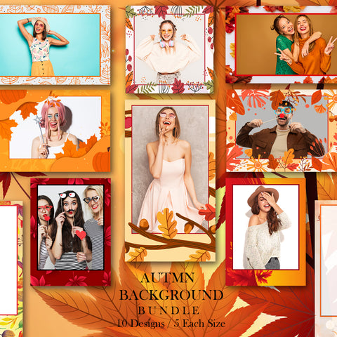 Autumn background Bundle (10 Designs) - 360 Photo Booth Template Overlays