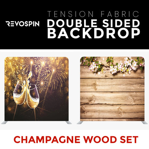 Champagne Wood Set Double Sided Tension Fabric Photo Booth Backdrop