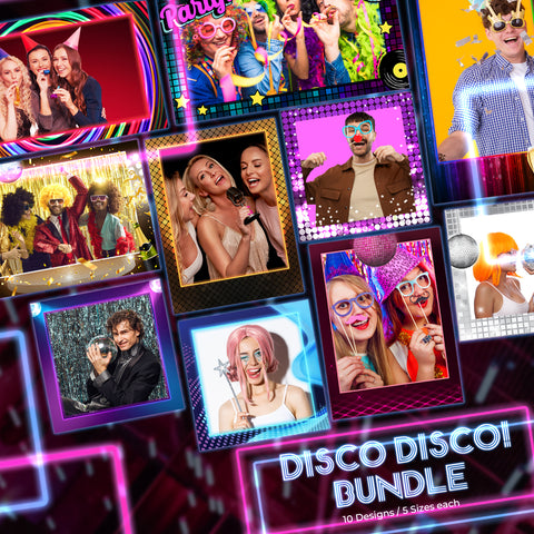 Disco Disco! Bundle (10 Designs) - 360 Photo Booth Template Overlays