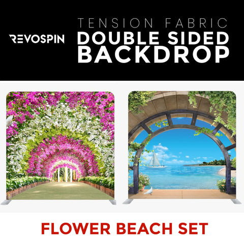 Flower Beach Set Double Sided Tension Fabric Photo Booth Backdrop