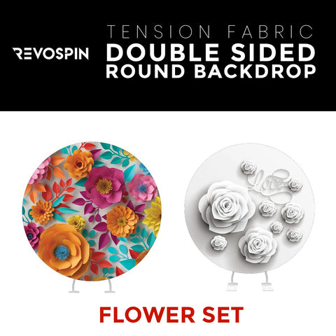 Flower Set-01 Double Sided Round Tension Fabric Photo Booth Backdrop