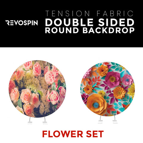 Flower Set-05 Double Sided Round Tension Fabric Photo Booth Backdrop