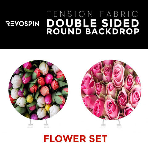 Flower Set-07 Double Sided Round Tension Fabric Photo Booth Backdrop