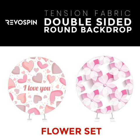 Flower Set-10 Double Sided Round Tension Fabric Photo Booth Backdrop