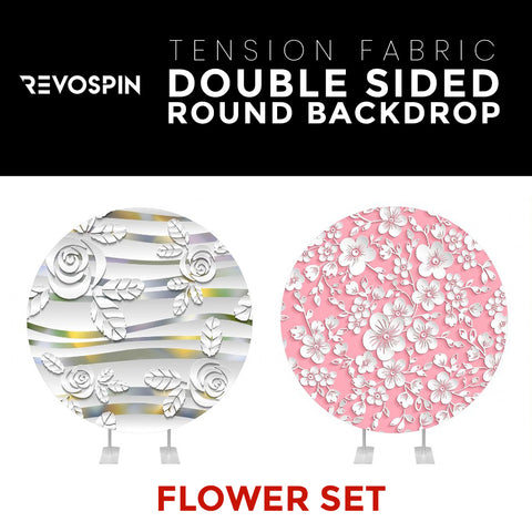 Flower Set-22 Double Sided Round Tension Fabric Photo Booth Backdrop