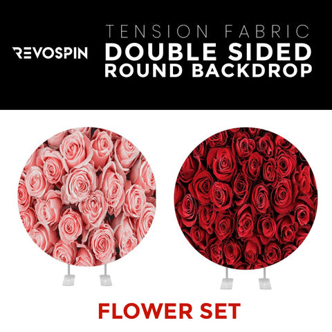 Flower Set-24 Double Sided Round Tension Fabric Photo Booth Backdrop