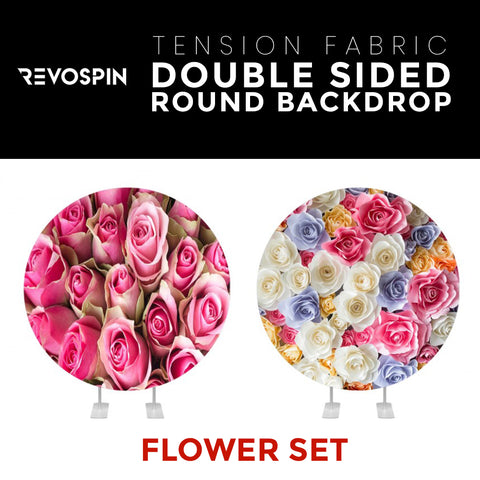 Flower Set-28 Double Sided Round Tension Fabric Photo Booth Backdrop