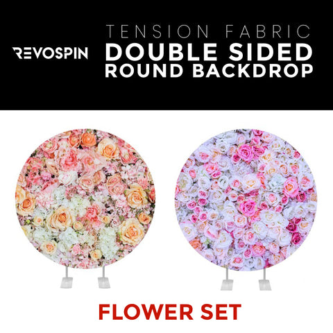 Flower Set-33 Double Sided Round Tension Fabric Photo Booth Backdrop