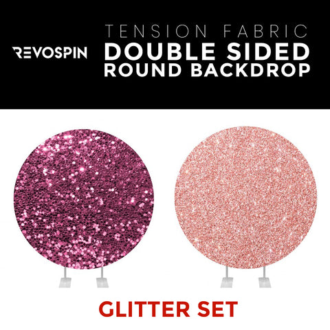 Glitter Set-3 Double Sided Round Tension Fabric Photo Booth Backdrop
