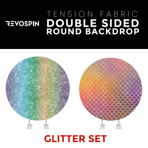 Glitter Set-6 Double Sided Round Tension Fabric Photo Booth Backdrop