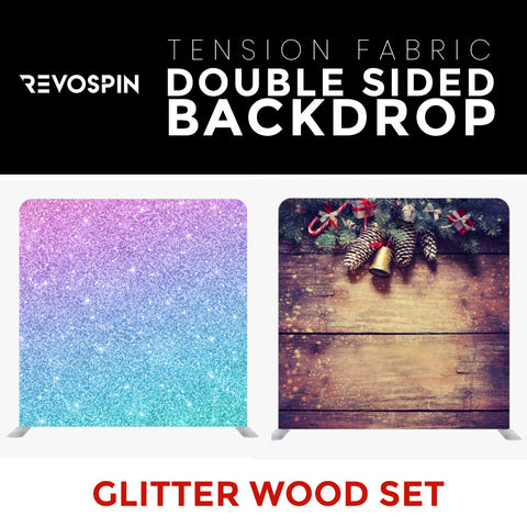 Glitter Wood Set Double Sided Tension Fabric Photo Booth Backdrop