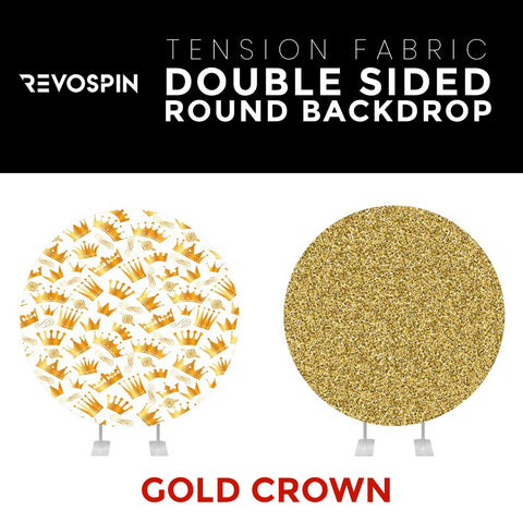 Gold Crown-01 Double Sided Round Tension Fabric Photo Booth Backdrop