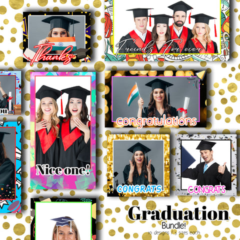 Graduation bundle (10 Designs) - 360 Photo Booth Template Overlays