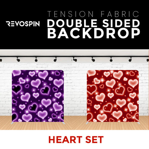 Heart Set-1 Double Sided Tension Fabric Photo Booth Backdrop
