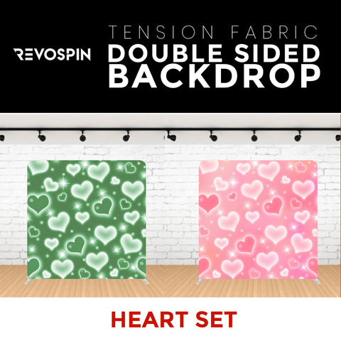 Heart Set-2 Double Sided Tension Fabric Photo Booth Backdrop