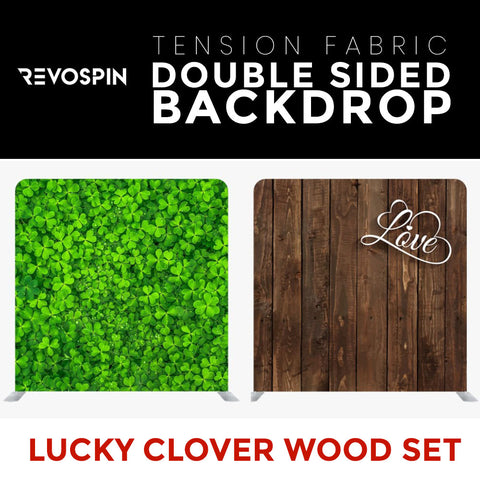 Lucky Clover Wood Set Double Sided Tension Fabric Photo Booth Backdrop