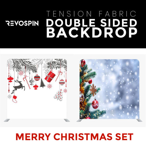 Merry Christmas Set21 Double Sided Tension Fabric Photo Booth Backdrop