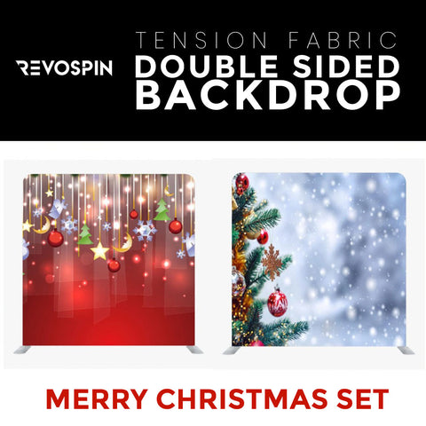 Merry Christmas Set 25 Double Sided Tension Fabric Photo Booth Backdrop