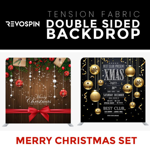 Merry Christmas Set34 Double Sided Tension Fabric Photo Booth Backdrop
