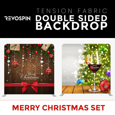 Merry Christmas Set35 Double Sided Tension Fabric Photo Booth Backdrop