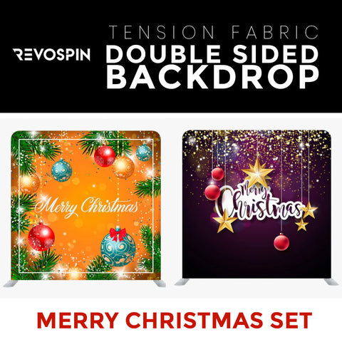 Merry Christmas Set40 Double Sided Tension Fabric Photo Booth Backdrop