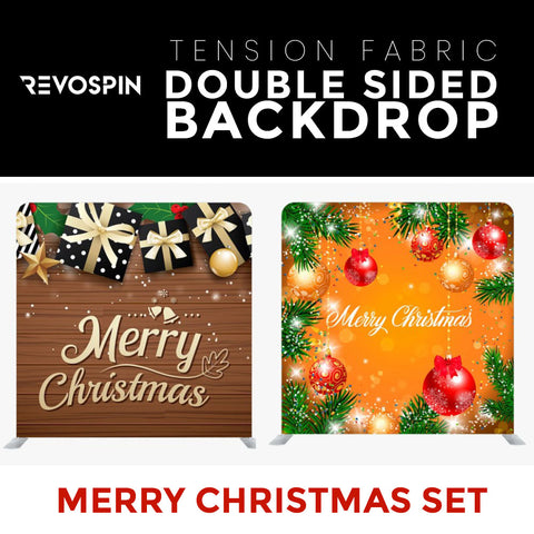 Merry Christmas Set44 Double Sided Tension Fabric Photo Booth Backdrop