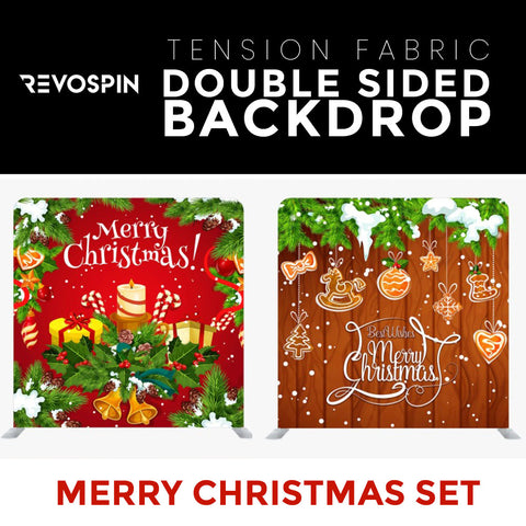 Merry Christmas Set50 Double Sided Tension Fabric Photo Booth Backdrop