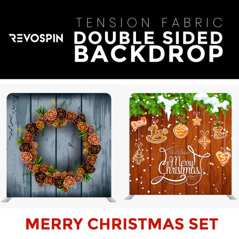 Merry Christmas Set51 Double Sided Tension Fabric Photo Booth Backdrop