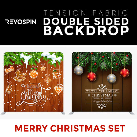 Merry Christmas Set56 Double Sided Tension Fabric Photo Booth Backdrop