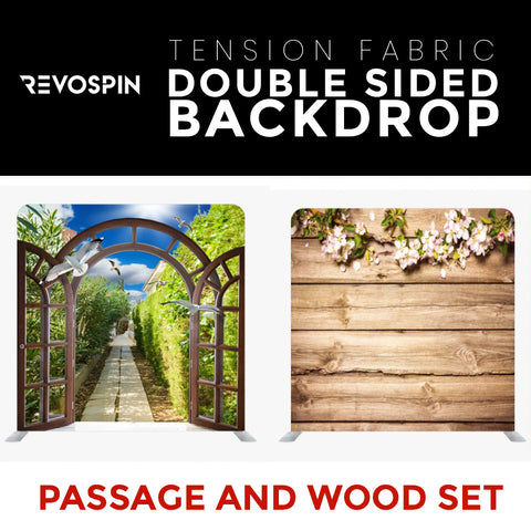 Passage and Wood Set Double Sided Tension Fabric Photo Booth Backdrop